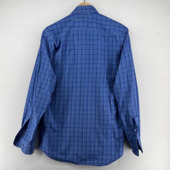 PAUL STUART Shirt Mens M Plaid Woven Button Up Long Sleeve Cotton Blue - Picture 3 of 16